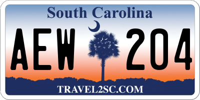SC license plate AEW204