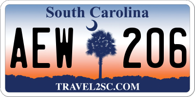 SC license plate AEW206