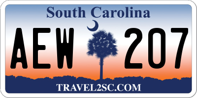 SC license plate AEW207