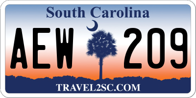 SC license plate AEW209