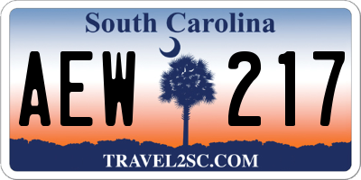 SC license plate AEW217