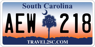 SC license plate AEW218