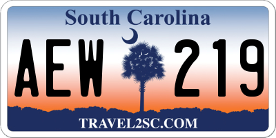 SC license plate AEW219