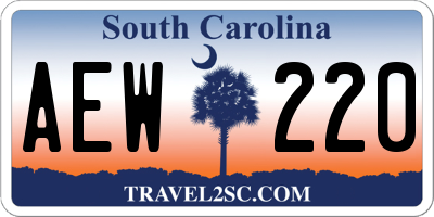 SC license plate AEW220