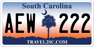 SC license plate AEW222
