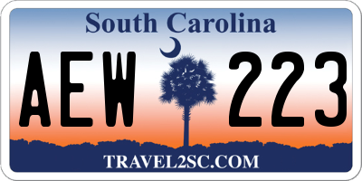 SC license plate AEW223