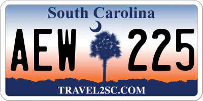 SC license plate AEW225