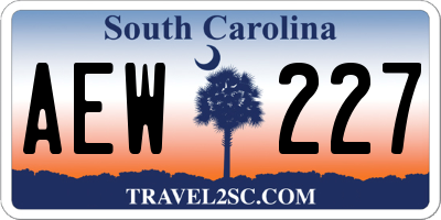 SC license plate AEW227