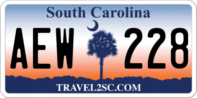 SC license plate AEW228