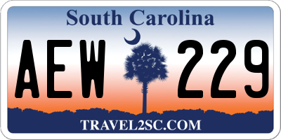 SC license plate AEW229