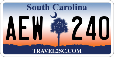 SC license plate AEW240