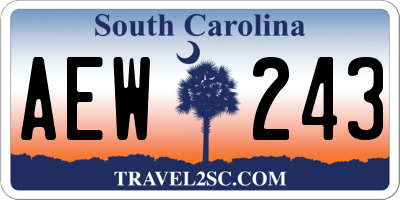 SC license plate AEW243