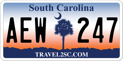 SC license plate AEW247
