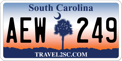 SC license plate AEW249