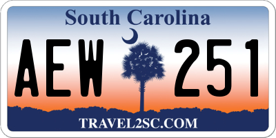SC license plate AEW251