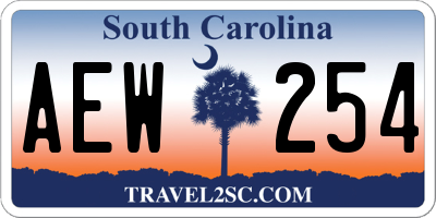 SC license plate AEW254