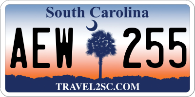 SC license plate AEW255