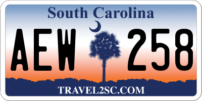 SC license plate AEW258