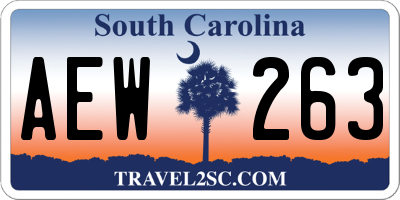 SC license plate AEW263