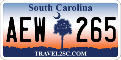 SC license plate AEW265