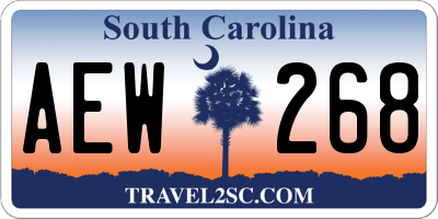 SC license plate AEW268