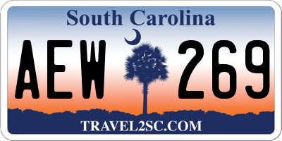 SC license plate AEW269
