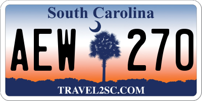 SC license plate AEW270
