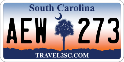 SC license plate AEW273