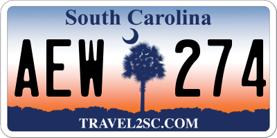 SC license plate AEW274
