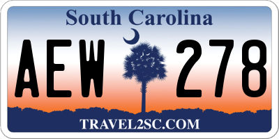 SC license plate AEW278