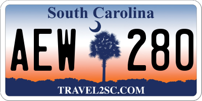 SC license plate AEW280