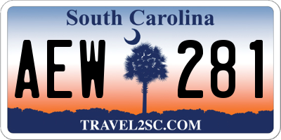 SC license plate AEW281