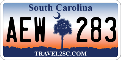 SC license plate AEW283