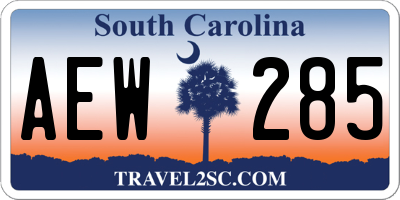 SC license plate AEW285