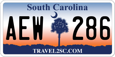 SC license plate AEW286