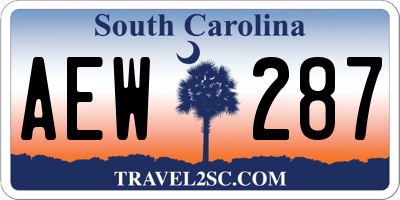 SC license plate AEW287