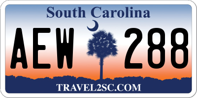 SC license plate AEW288