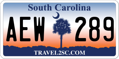 SC license plate AEW289