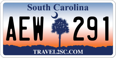 SC license plate AEW291