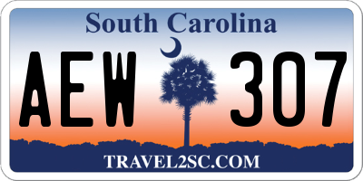 SC license plate AEW307