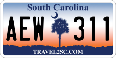 SC license plate AEW311