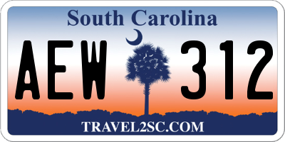 SC license plate AEW312