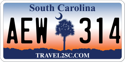 SC license plate AEW314