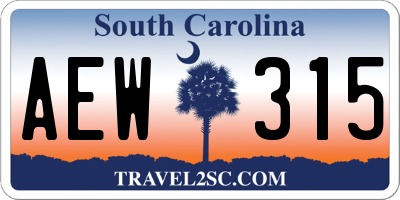 SC license plate AEW315