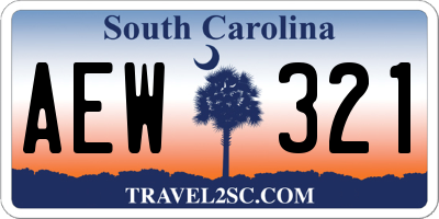 SC license plate AEW321