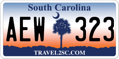 SC license plate AEW323
