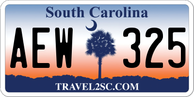 SC license plate AEW325