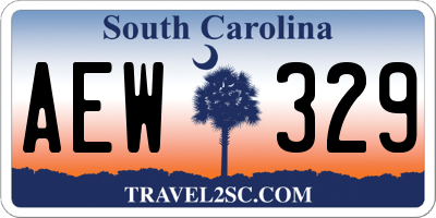 SC license plate AEW329
