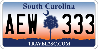 SC license plate AEW333