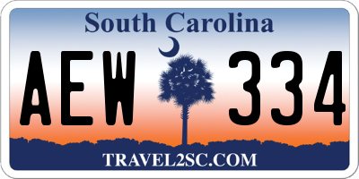 SC license plate AEW334